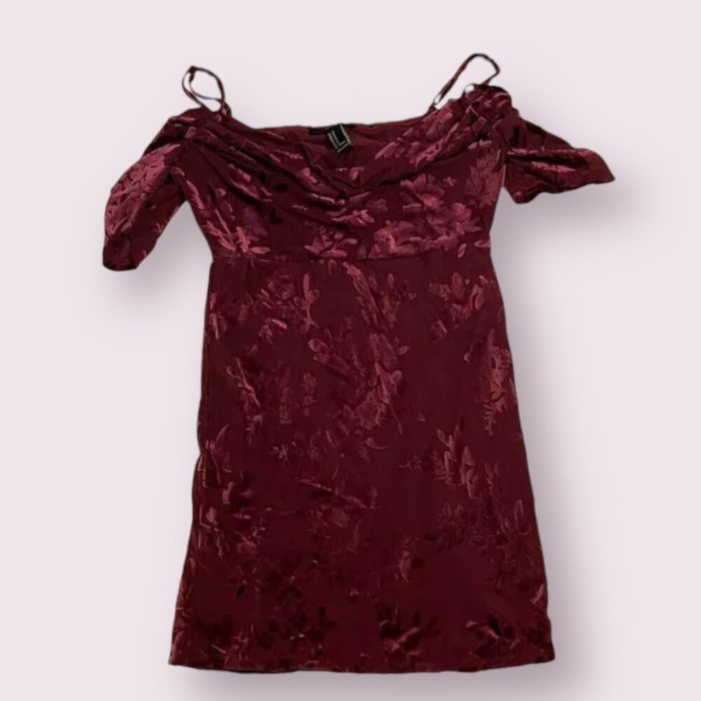 ⭐️ Velvet Crushed Floral Off The Shoulder Boho Party Club Strap Chic Mini Dress